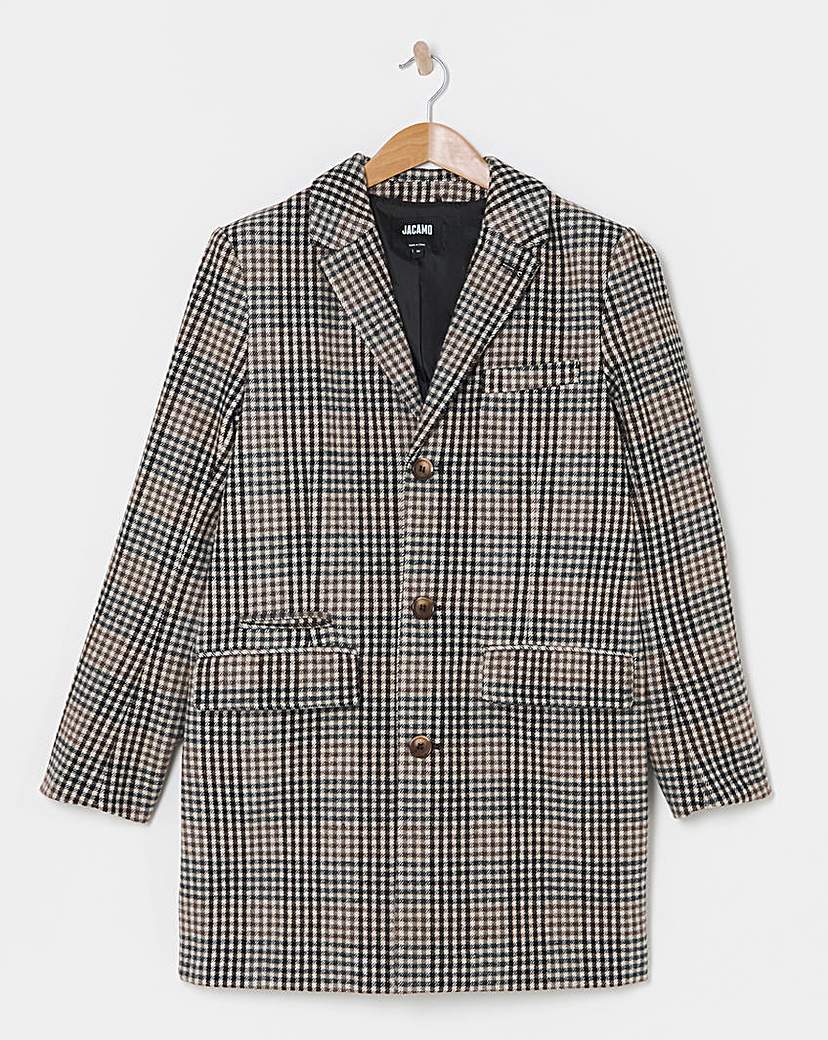 Wool Mix Check Over Coat