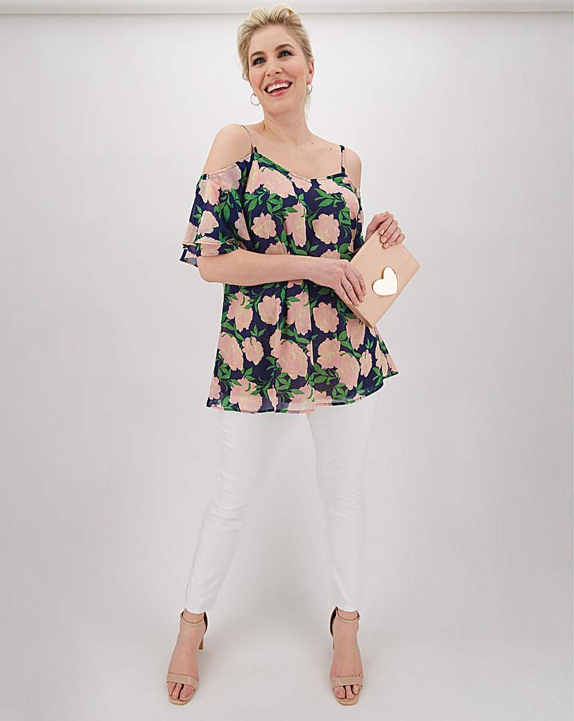Image of Lovedrobe Cold Shoulder Floral Blouse