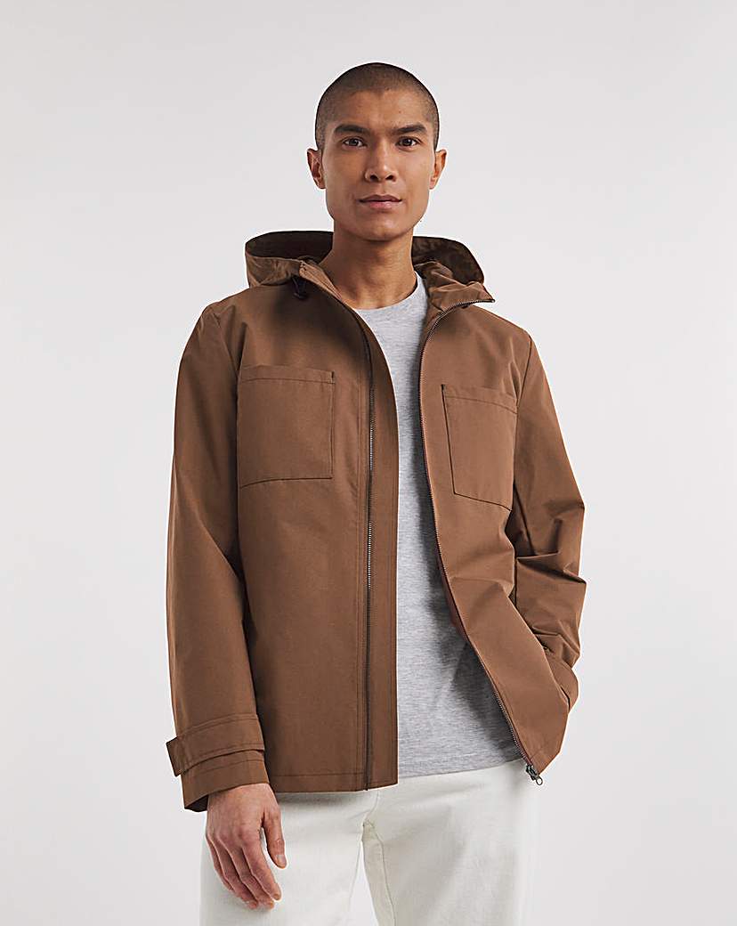 Image of Brown Hooded Zip Up Jacket