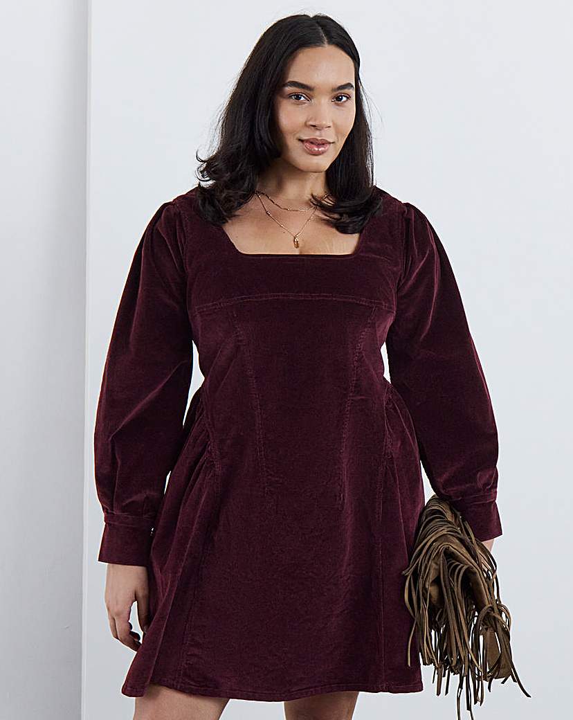 New In - Cord Corset Long Sleeve Dress