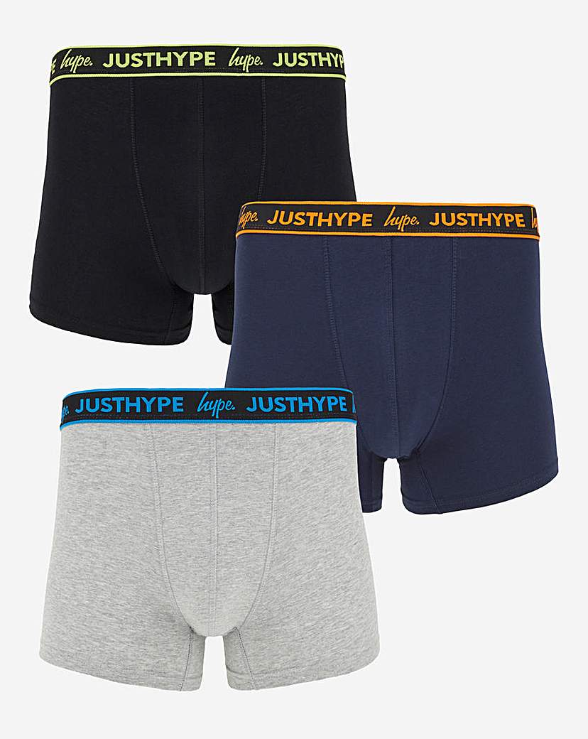 Image of Hype 3 Pack Black Multi Boxer Shorts