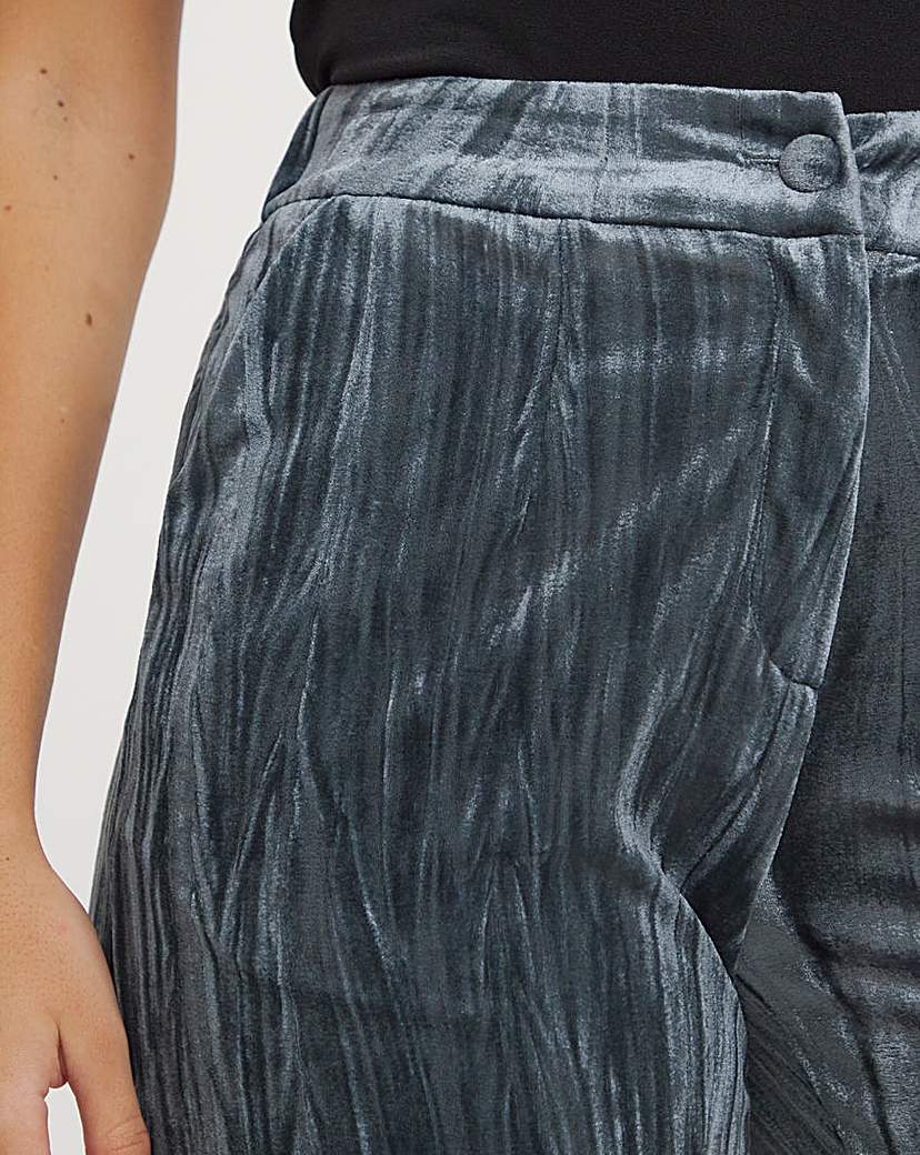 Pleated Velour Wide Leg Trousers