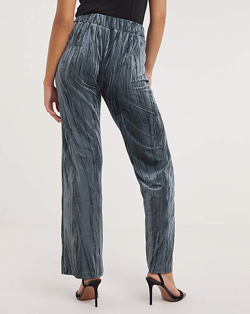Pleated Velour Wide Leg Trousers