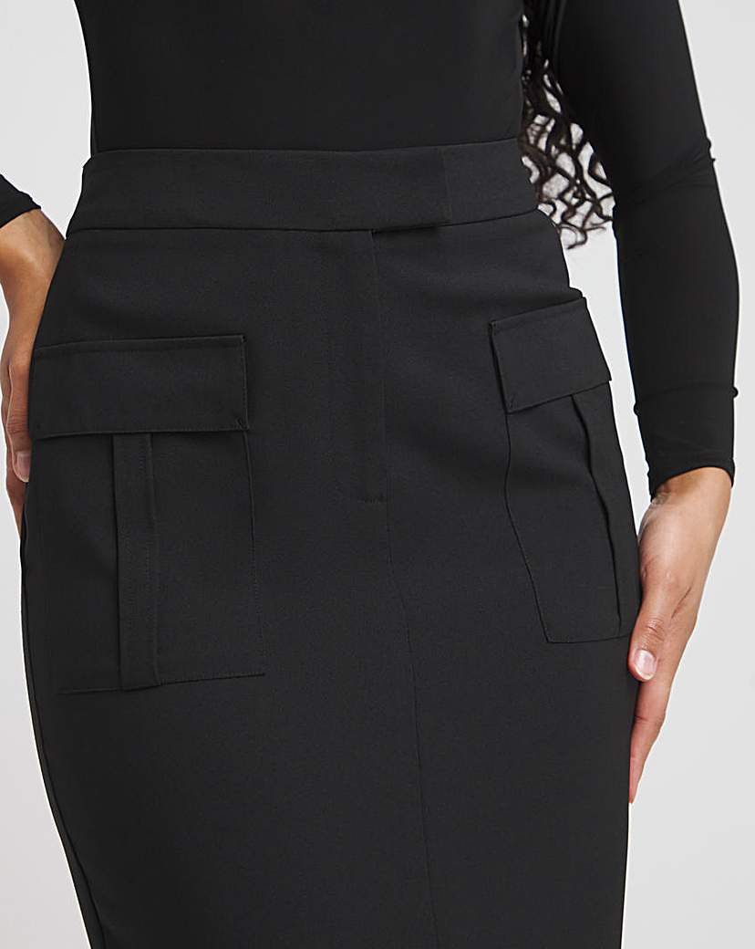 Bi-Stretch Utility Midi Skirt