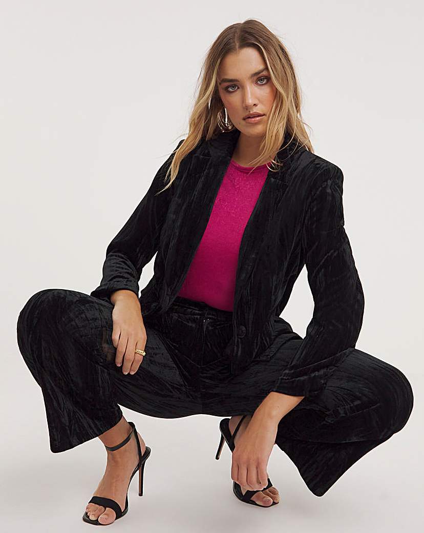 Pleated Velour Blazer