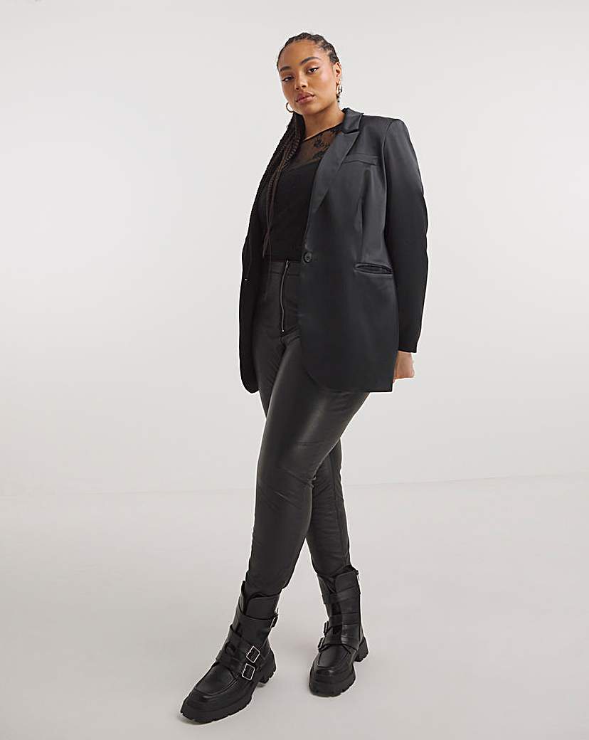 Heavy Satin Single Breasted Blazer