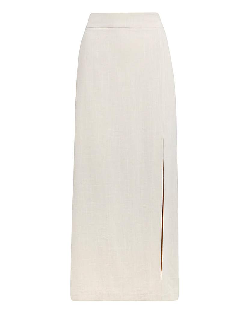 Stone Linen Tailored Maxi Skirt