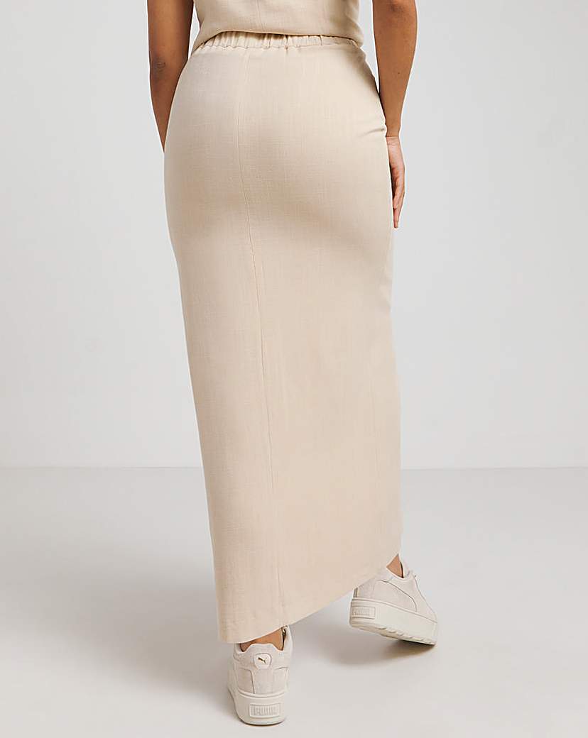 Stone Linen Tailored Maxi Skirt