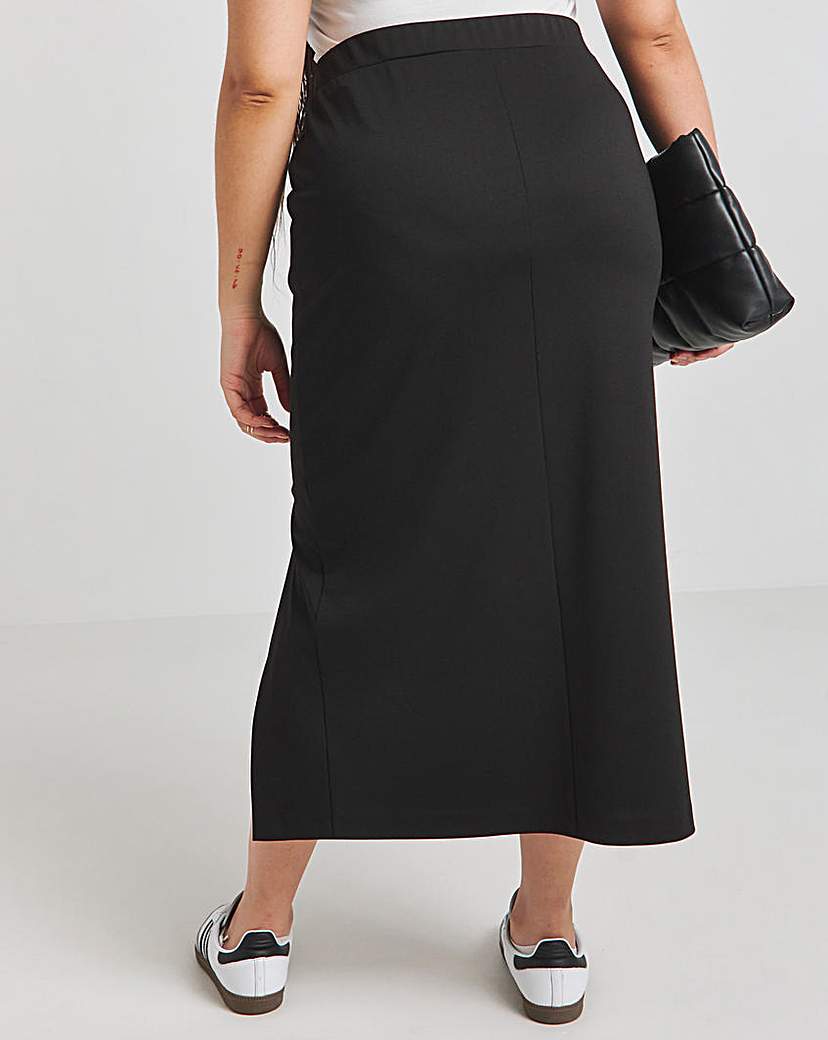 Black Ponte Wrap Midaxi Skirt