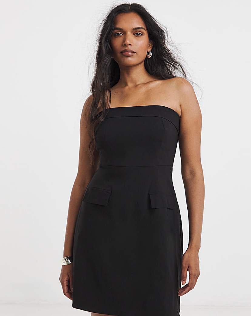New In - Simply Be - Women's Black Stretch Bandeau Mini Dress - Size 10 - Black - 74% Viscose 23% Nylon 3% Elastane