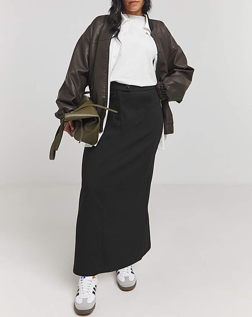 Black Tailored Maxi Skirt