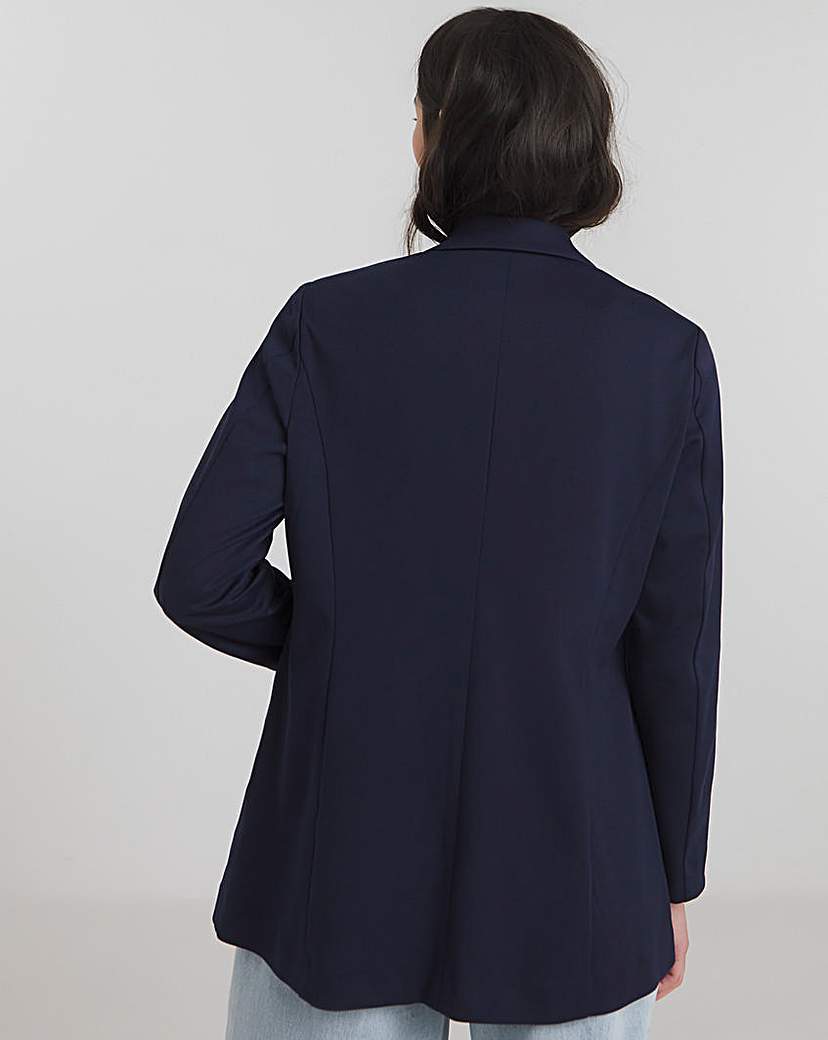 Navy Stretch Ponte Jersey Relaxed Blazer