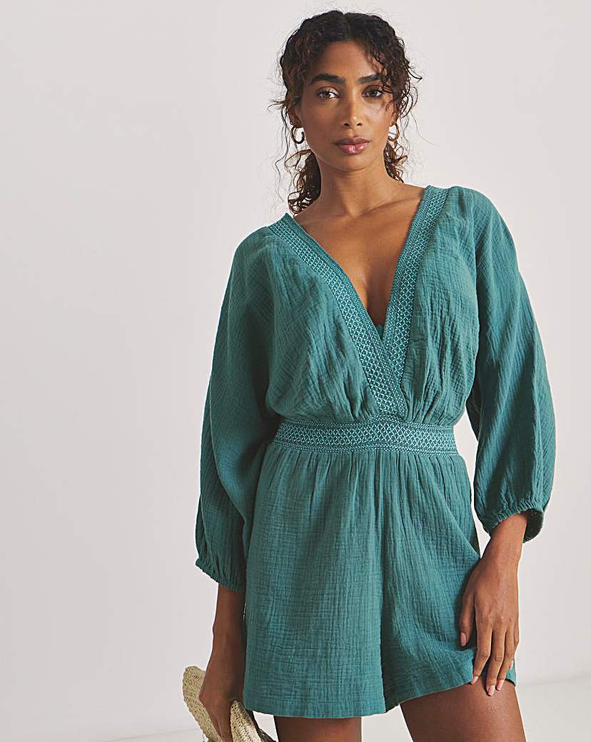 Long Sleeve Plunge Playsuit