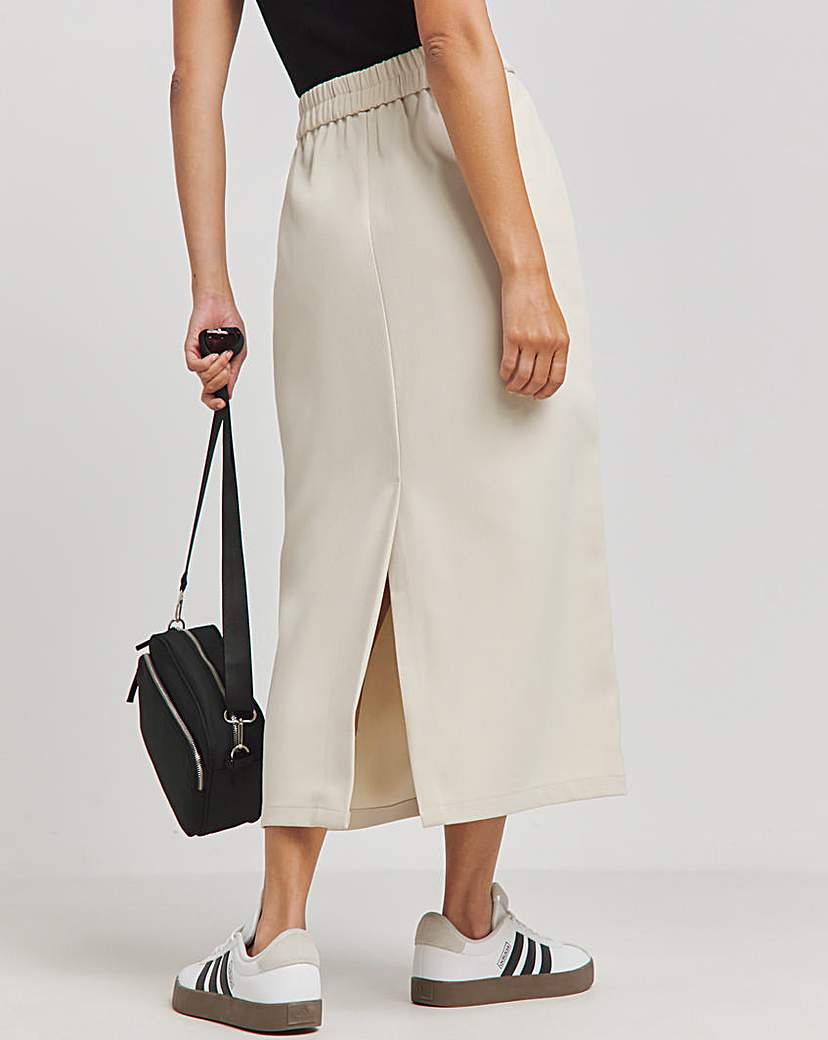 Neutral Tailored Maxi Skirt