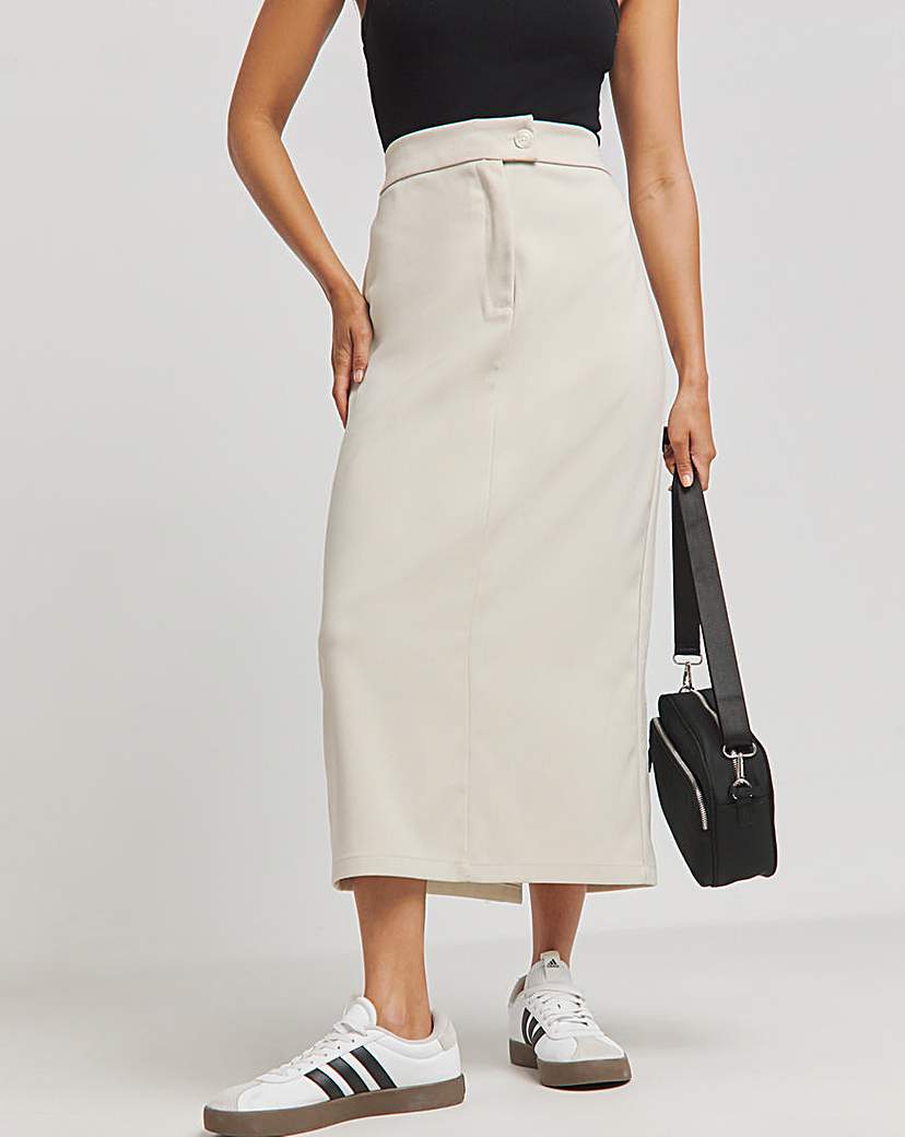 Neutral Tailored Maxi Skirt