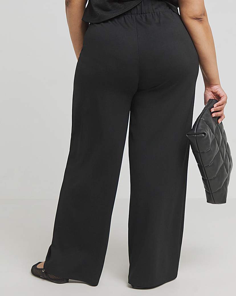 Black Ponte Wide Leg Trousers