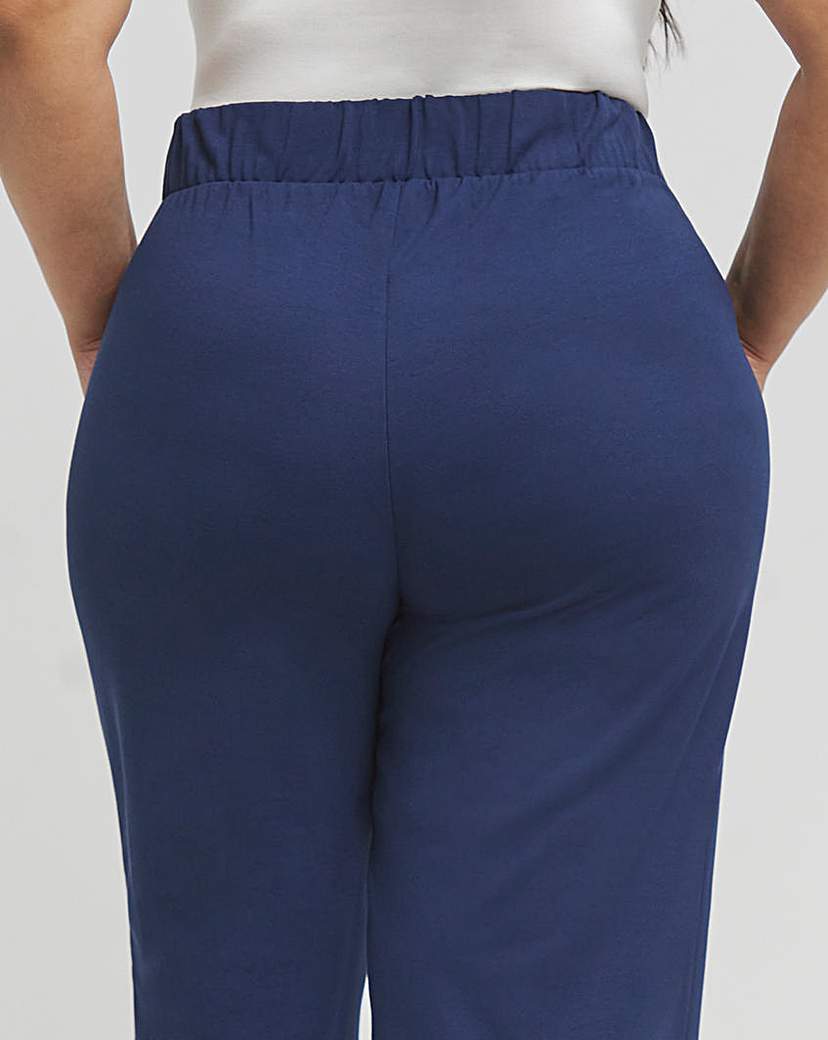 Navy Ponte Wide Leg Trousers