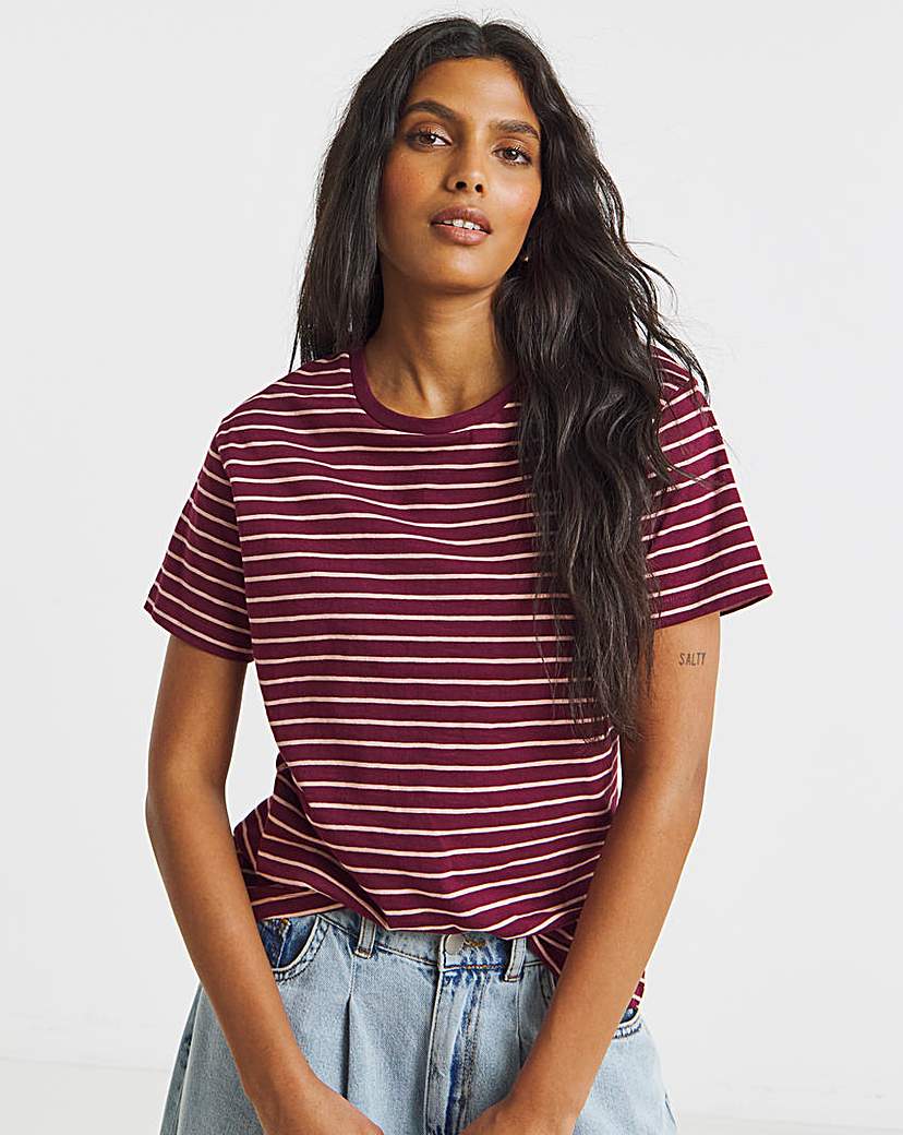 Stripe Slub Crew Neck T-Shirt