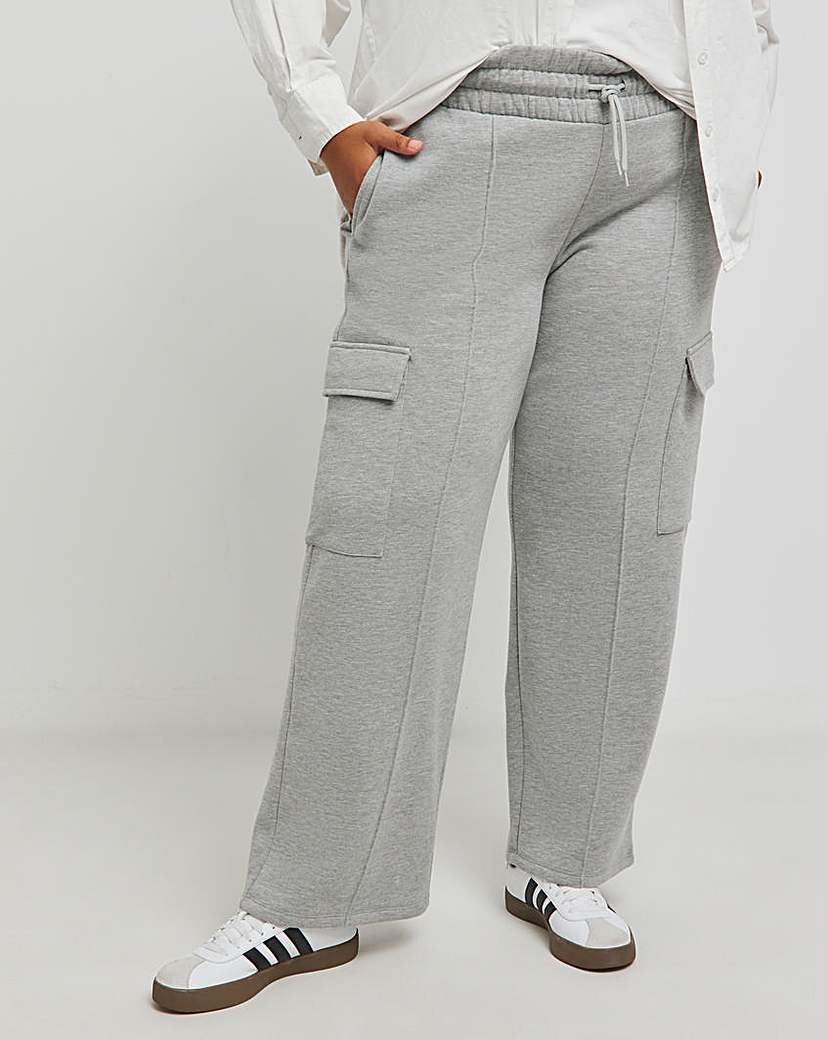 Grey Marl Wide Leg Cargo Joggers