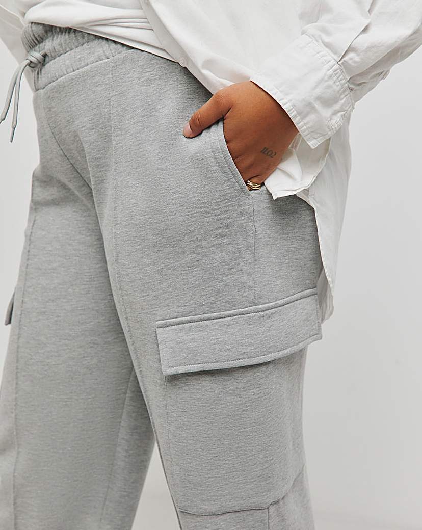 Grey Marl Wide Leg Cargo Joggers