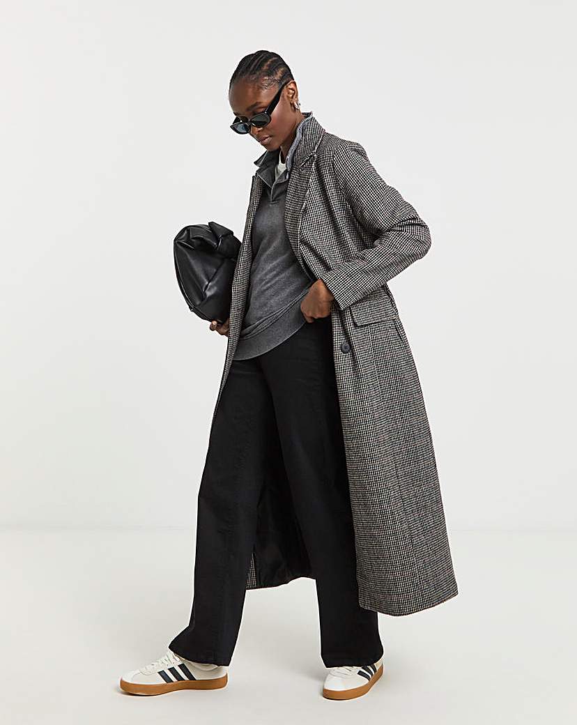 Check Slim Maxi Column Coat