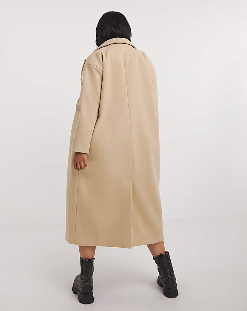 Camel Maxi Patch Pocket Faux Wool Coat