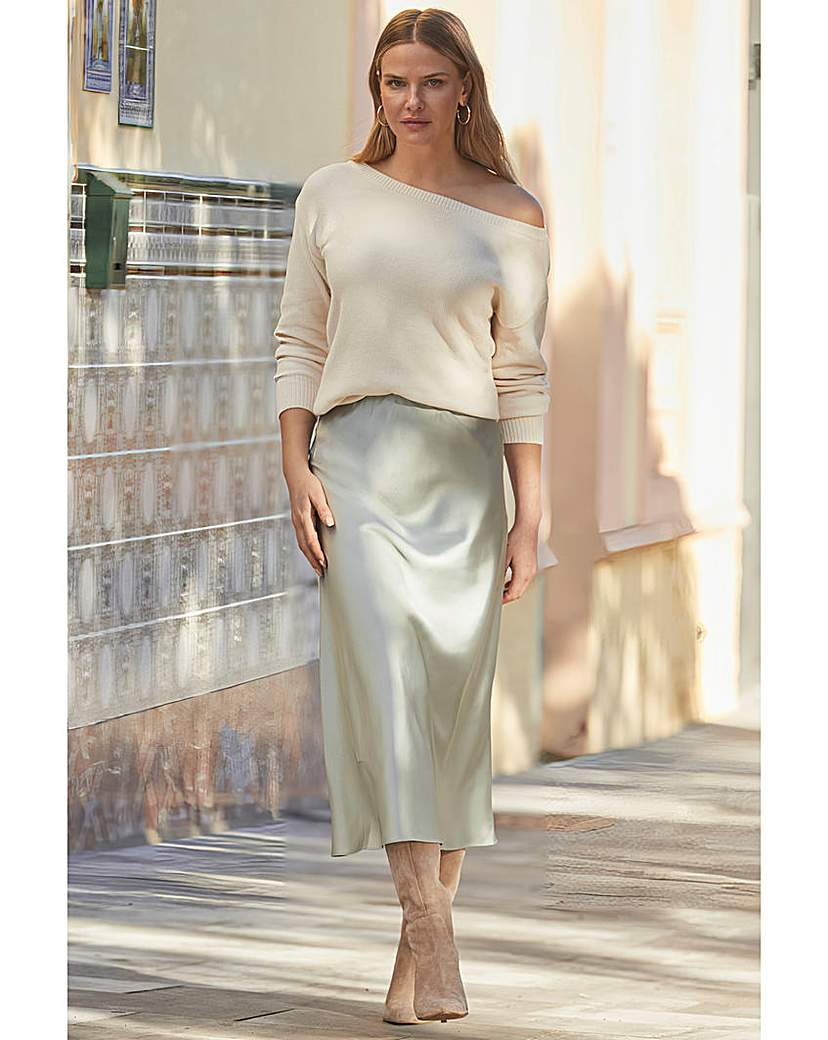 Sosandar Satin Midi Skirt