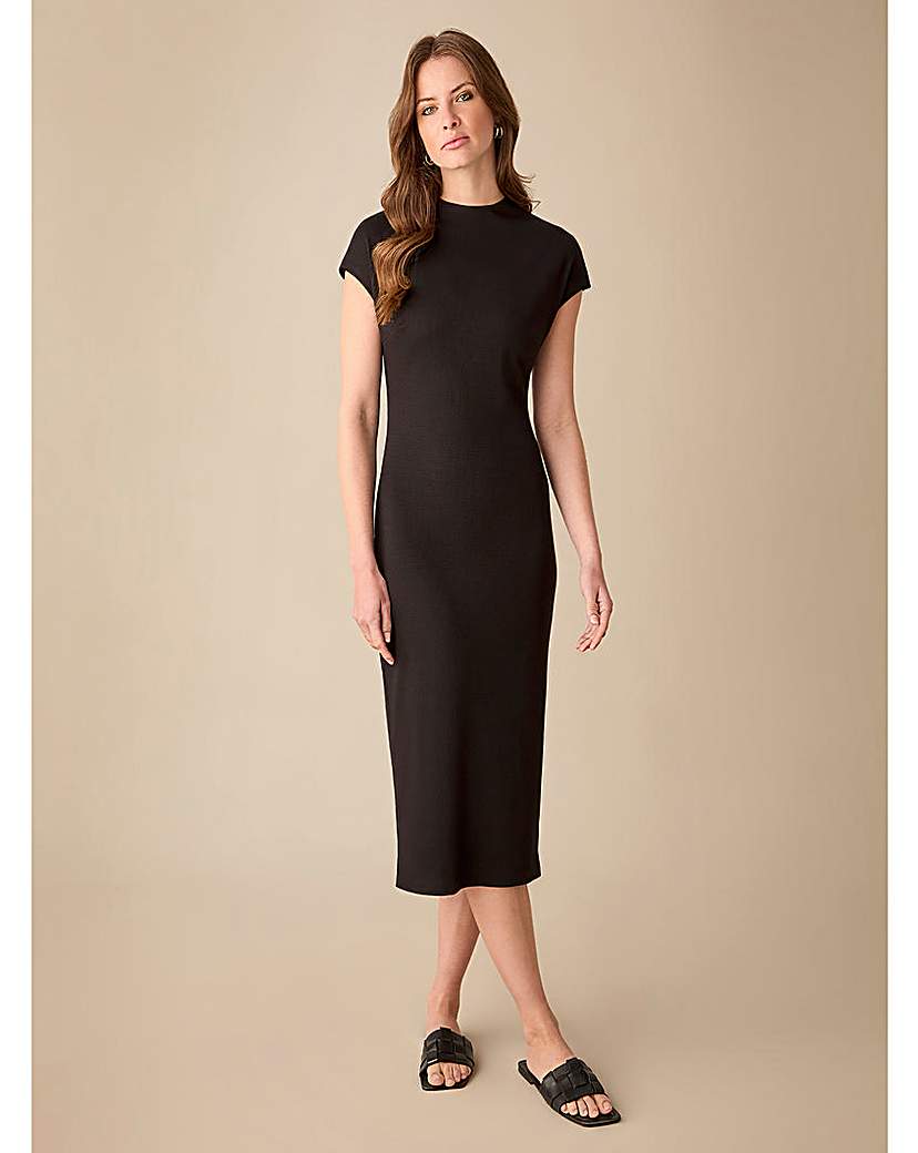 Ro&Zo Black Rib Jersey Midi Dress