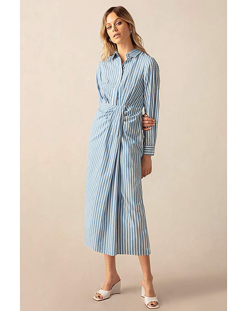 Ro&Zo Ruched Striped Shirt Dress