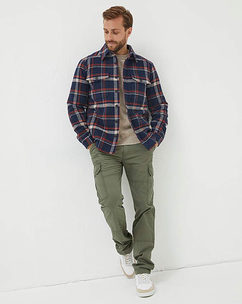 FatFace Navy Check Overshirt