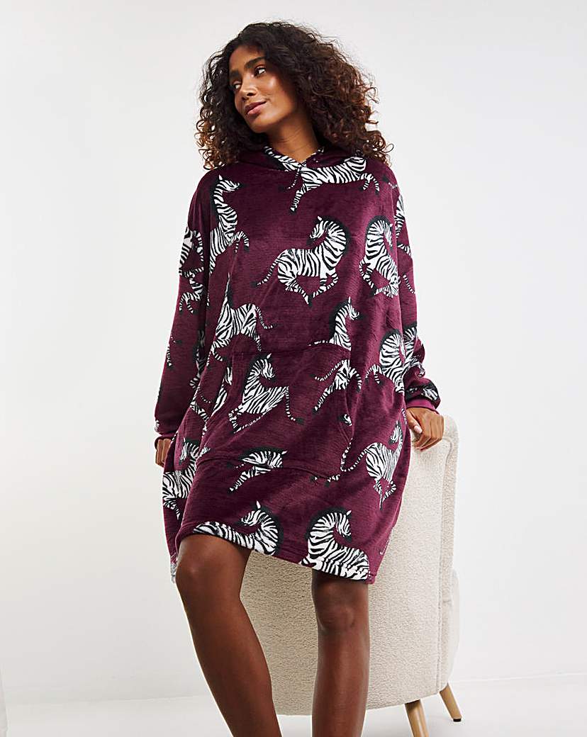 Zebra Print Hooded Lounge Dress