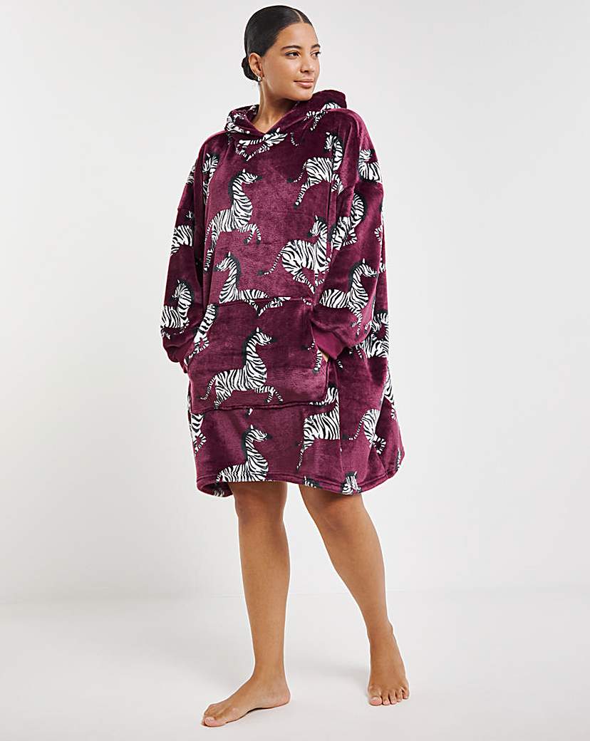 Zebra Print Hooded Lounge Dress