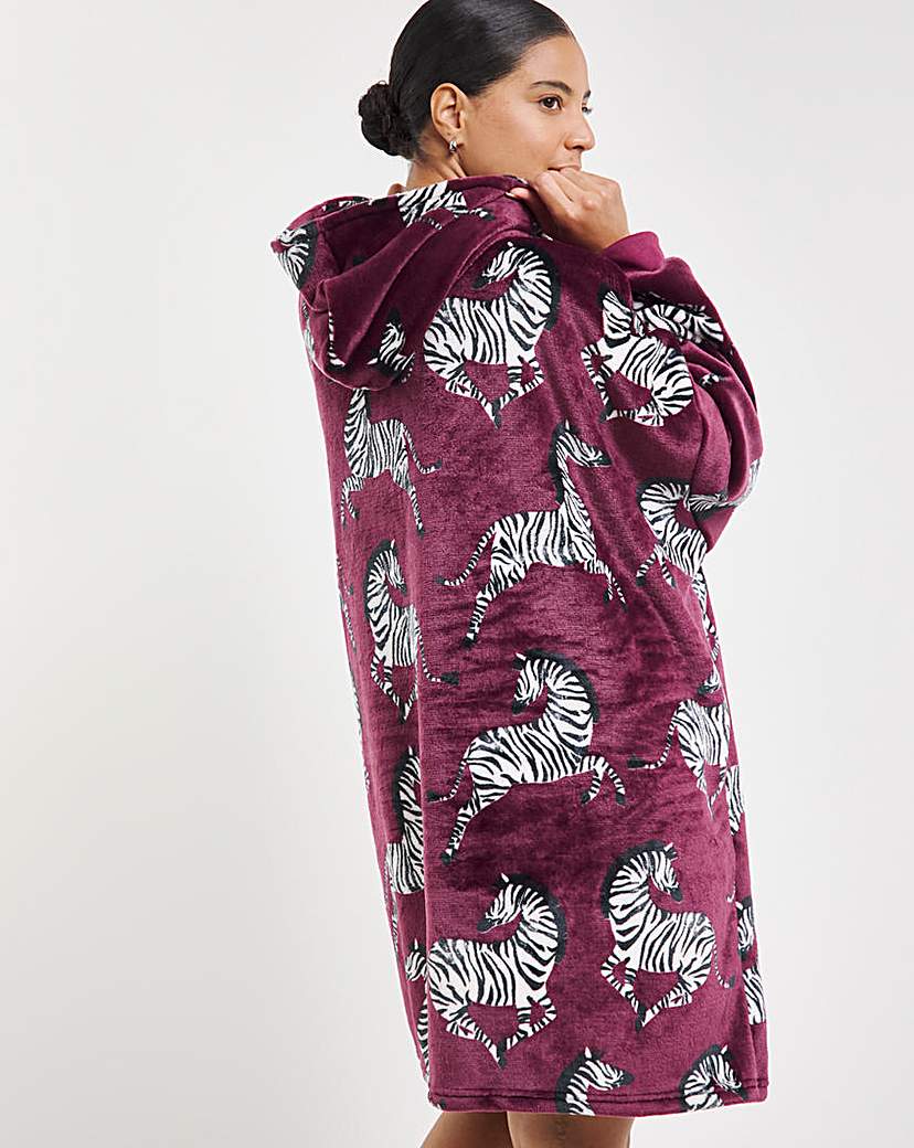 Zebra Print Hooded Lounge Dress