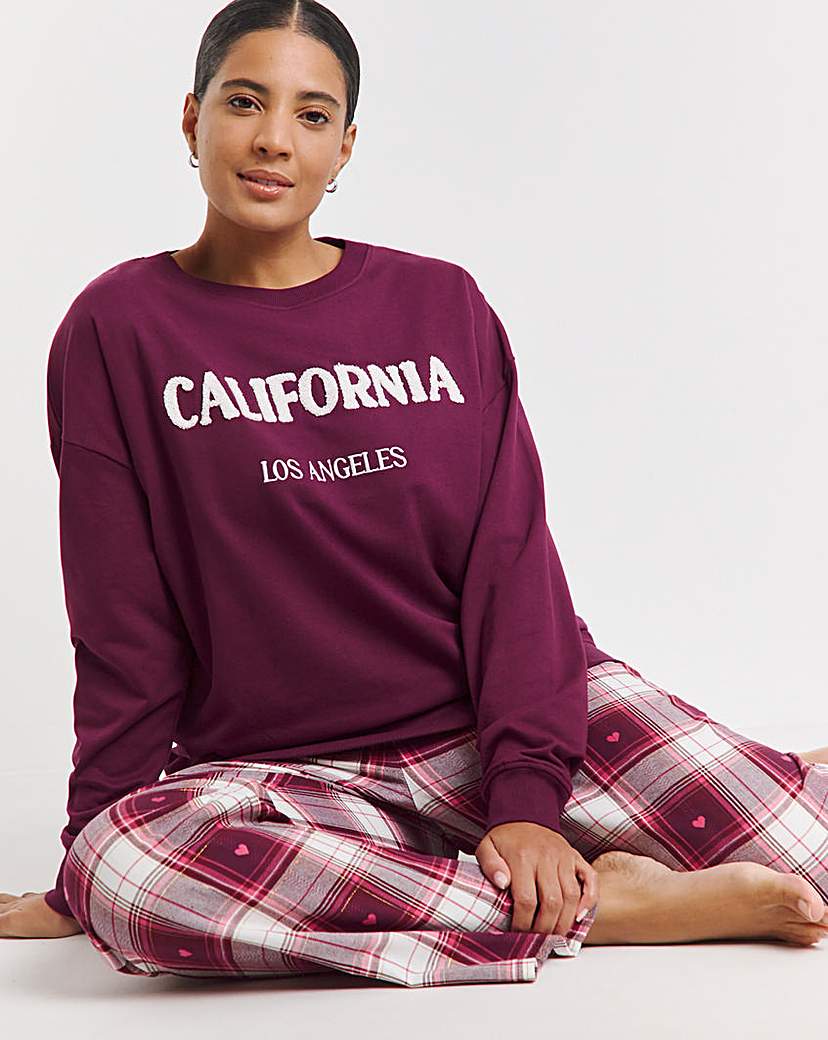 Sweatshirt with Woven PJ Bottom