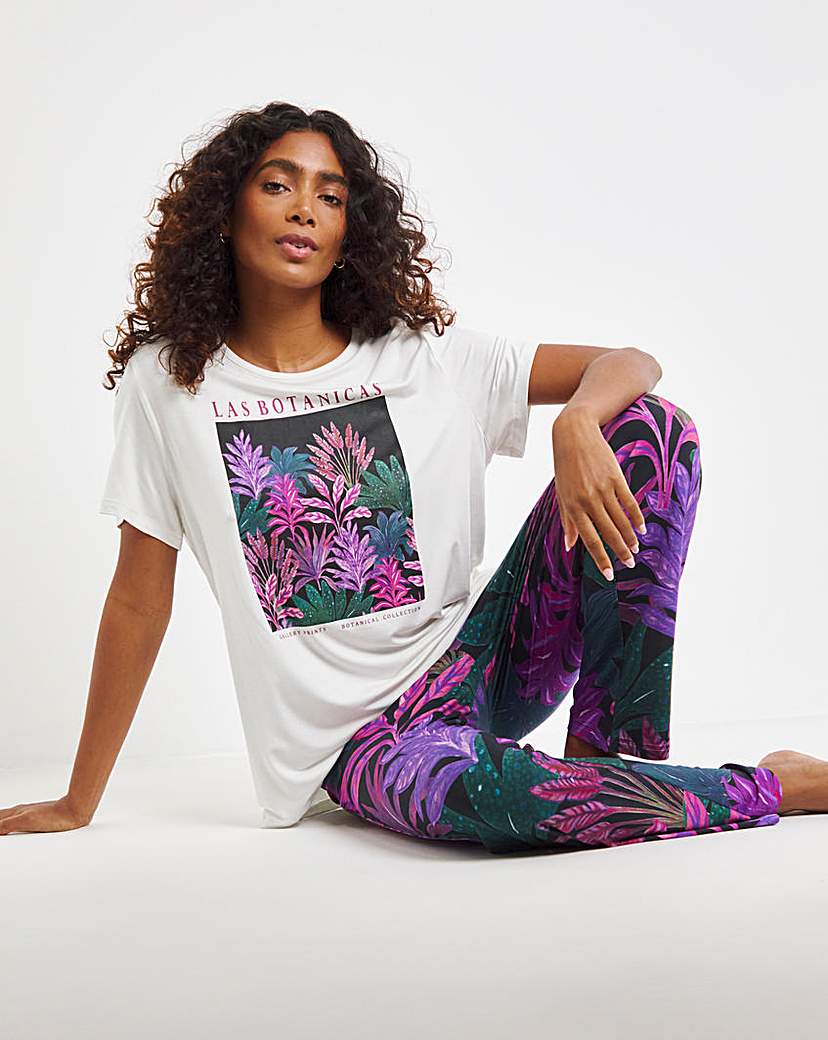 Floral Print Graphic Tee PJ Set