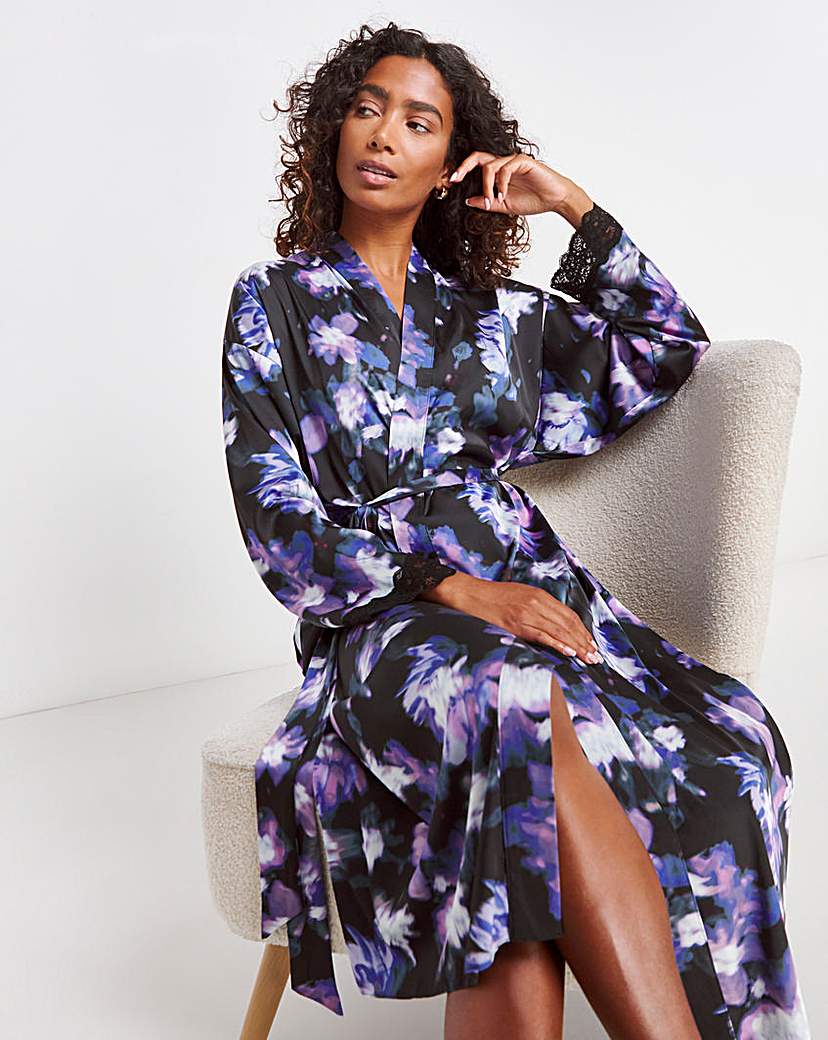 Figleaves Stretch Satin Kimono Gown