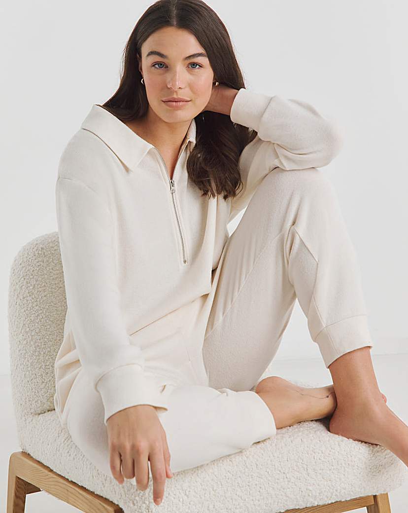 Figleaves Quarter Zip Ribbed Lounge Set