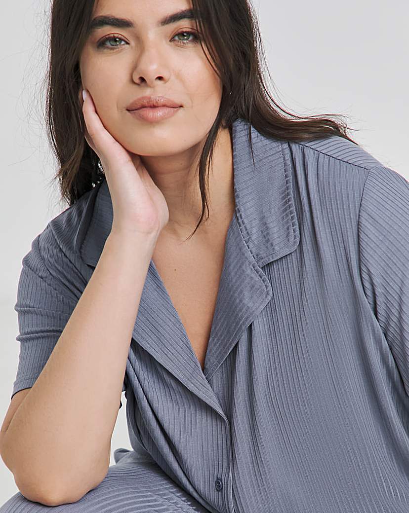 Brushed Modal Rib Button Through PJ Set