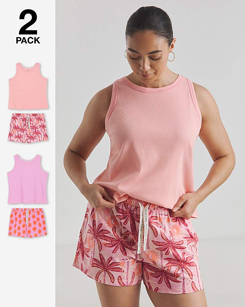 New In - Sun Print 2 Pack Racer Vest Shortie Set