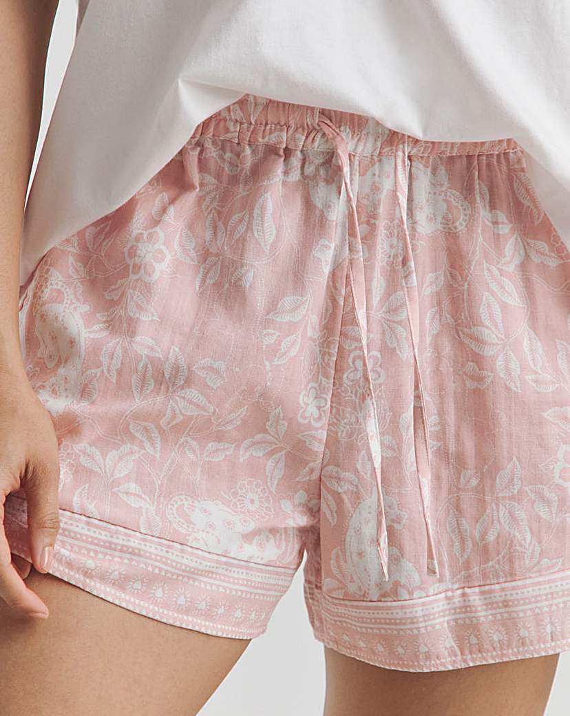 Leopard Detail Cheesecloth Shortie Set