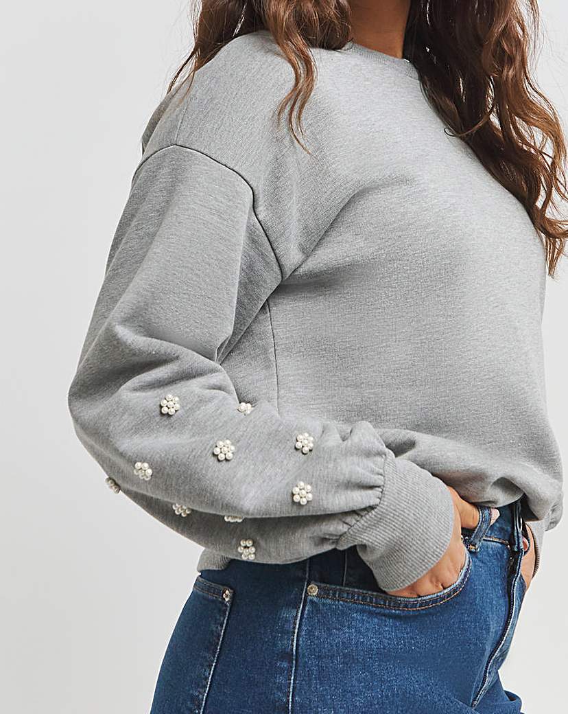 Pearl Balloon Sleeve Sweatshirt