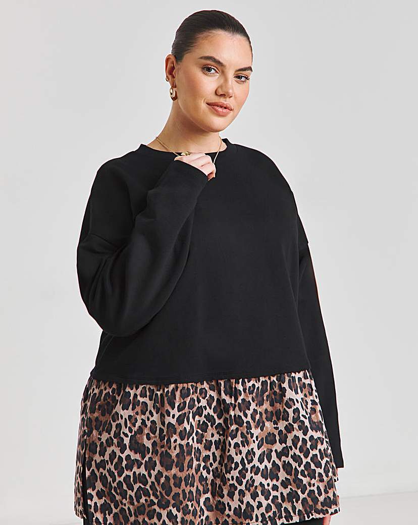 2 In 1 Sweat With Woven Shirt