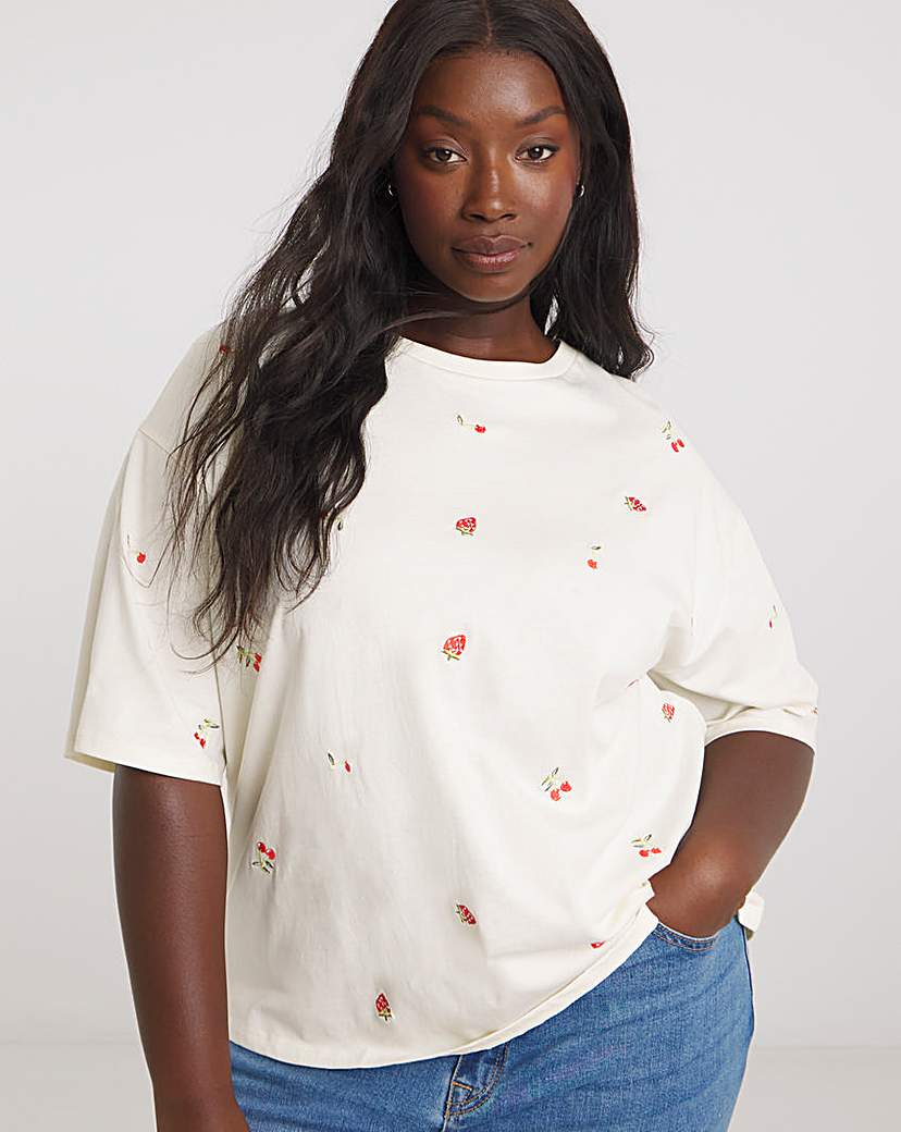 New In - Cherry & Strawberry Embroidered T-Shirt
