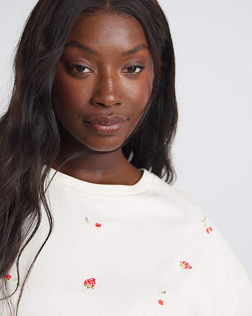 Cherry & Strawberry Embroidered T-Shirt