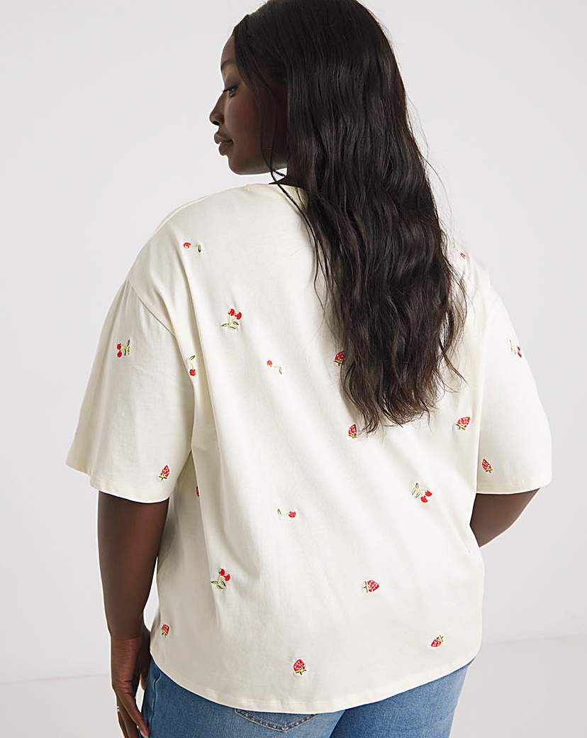 Cherry & Strawberry Embroidered T-Shirt