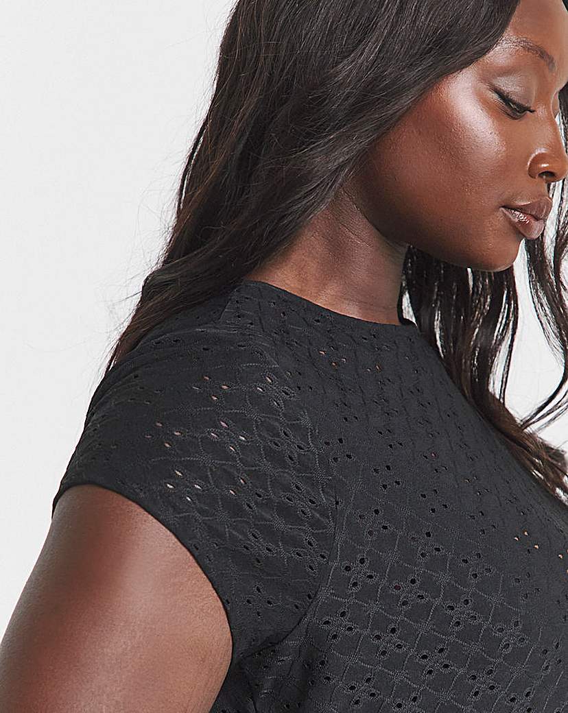 Broderie Cap Sleeve Peplum Top