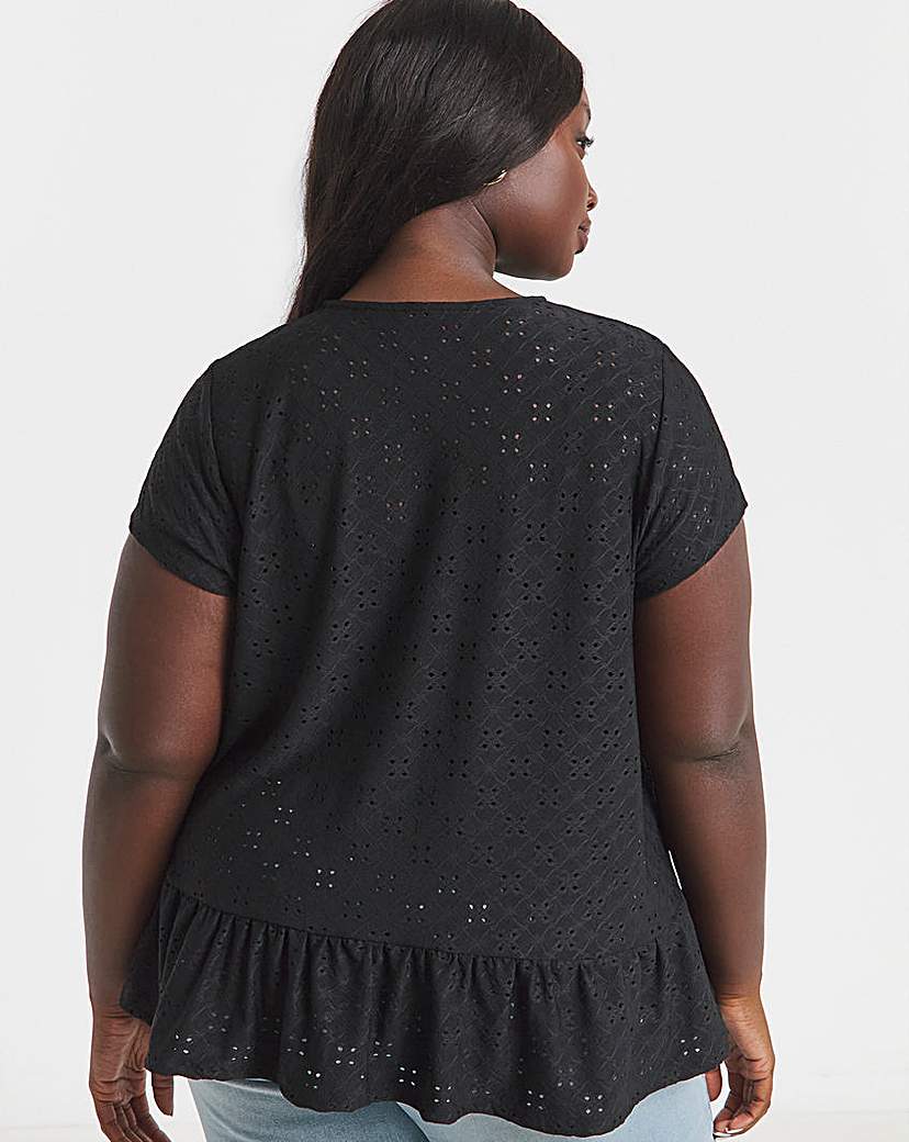 Broderie Cap Sleeve Peplum Top