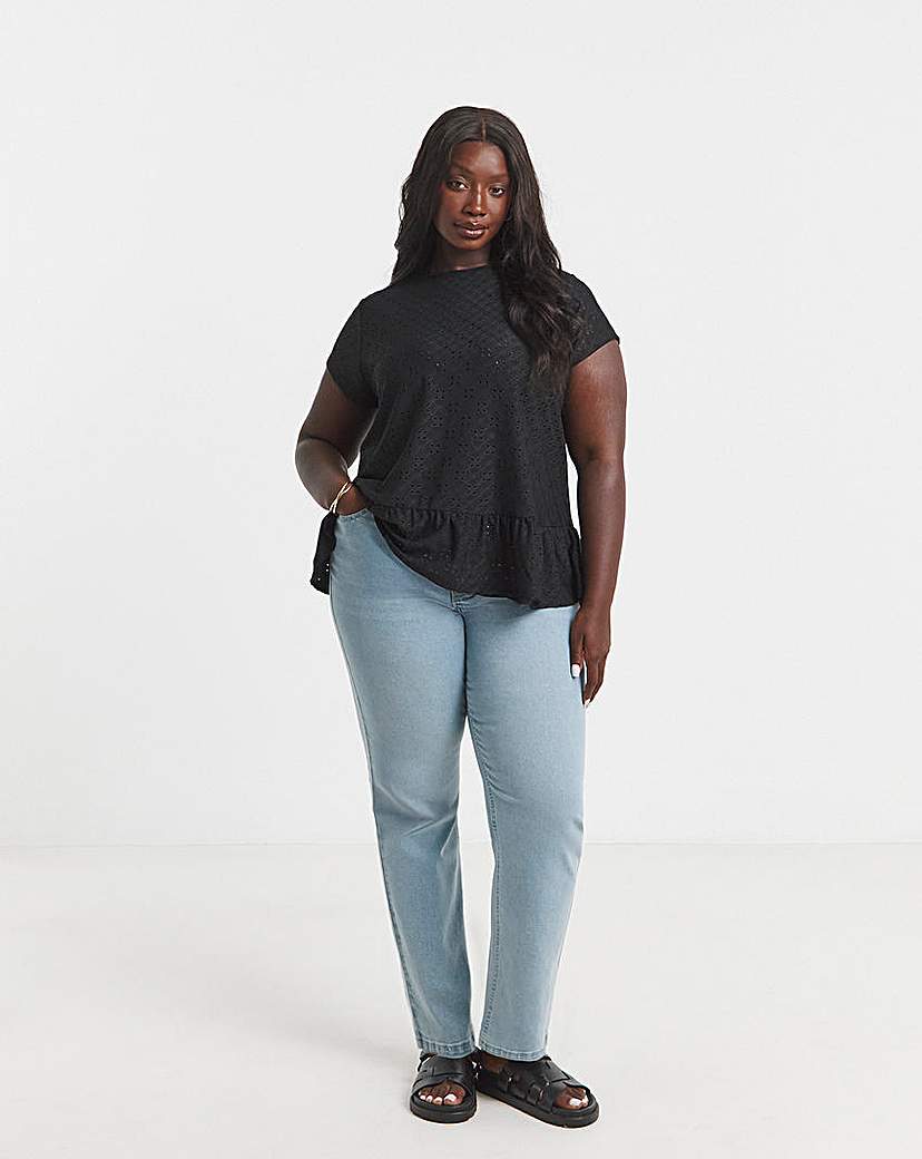 Broderie Cap Sleeve Peplum Top