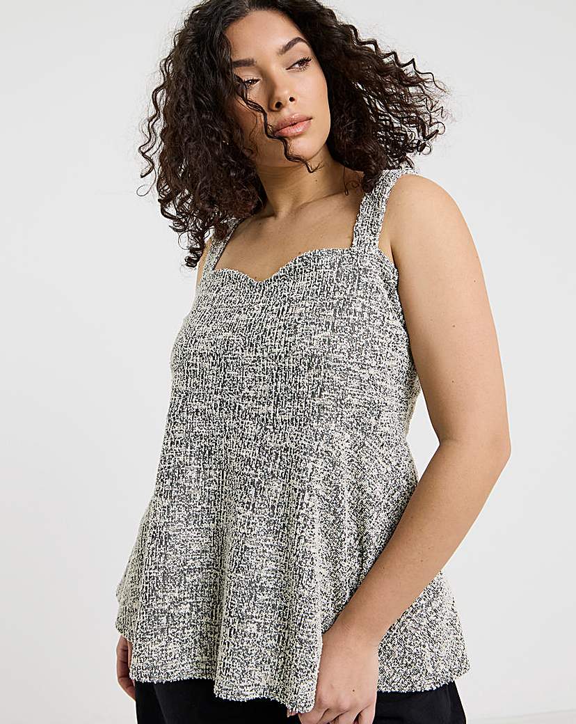 New In - Boucle Sweetheart Neck Peplum Top