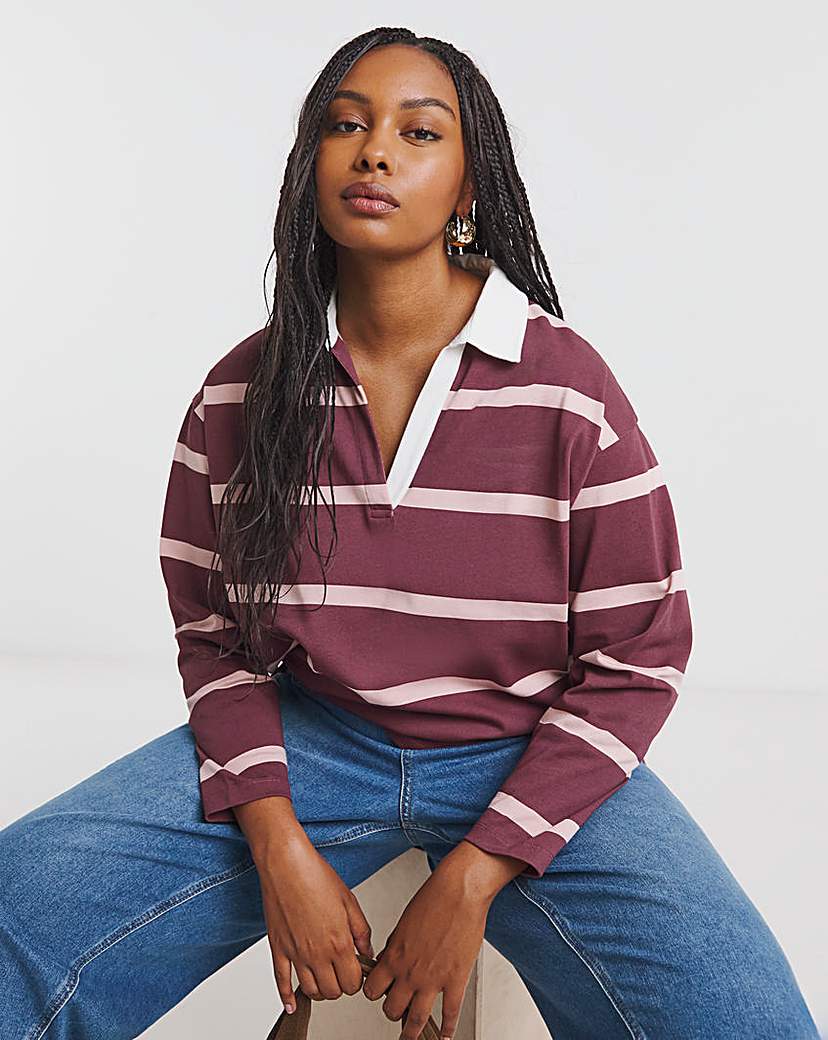 New In - Long Sleeve Stripe Rugby Top